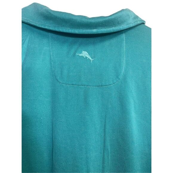Tommy Bahama Men's Collared Henley Style Short Sleeve Aqua Blue Polo Shirt Sz L - Picture 9 of 12